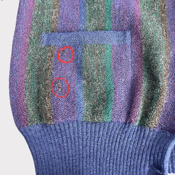 Peruvian Connection Women's 100% Alpaca Cardigan Purple Green Sweater Size M - Picture 14 of 16